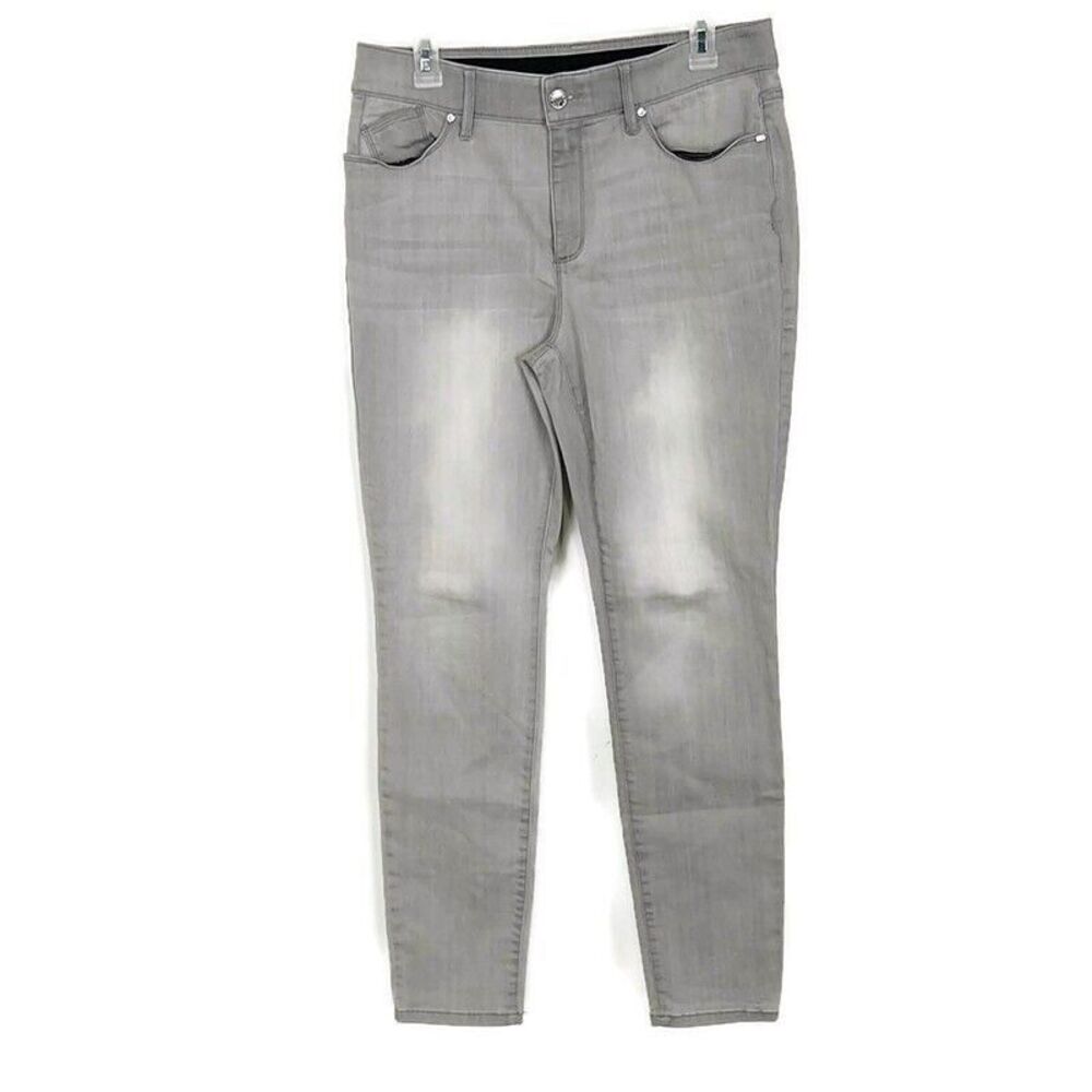 Chicos Womens sz 1 US 8 Jeans Skinny Leg Gray Faded Denim Comfort Waist‎